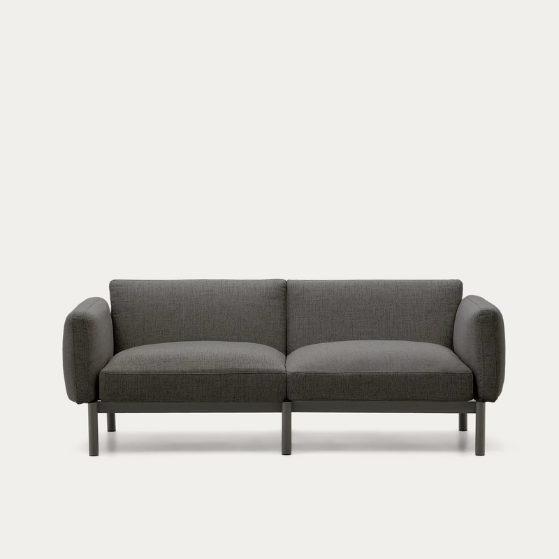 SORELLS 2-seater modular outdoor sofa in aluminium with grey finish 201 cm