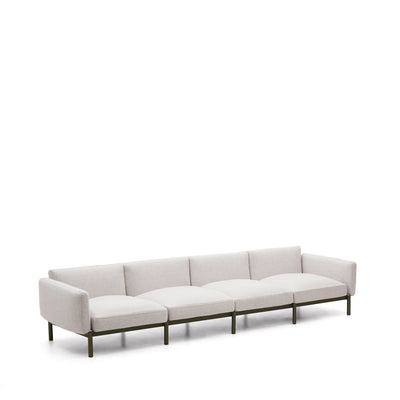 SORELLS modularni vanjski kauč za 4 sjedala od aluminija sa zelenom završnom obradom
