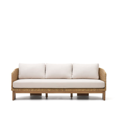 XORIGUER 3-seater sofa in synthetic rattan and 100% FSC solid eucalyptus wood
