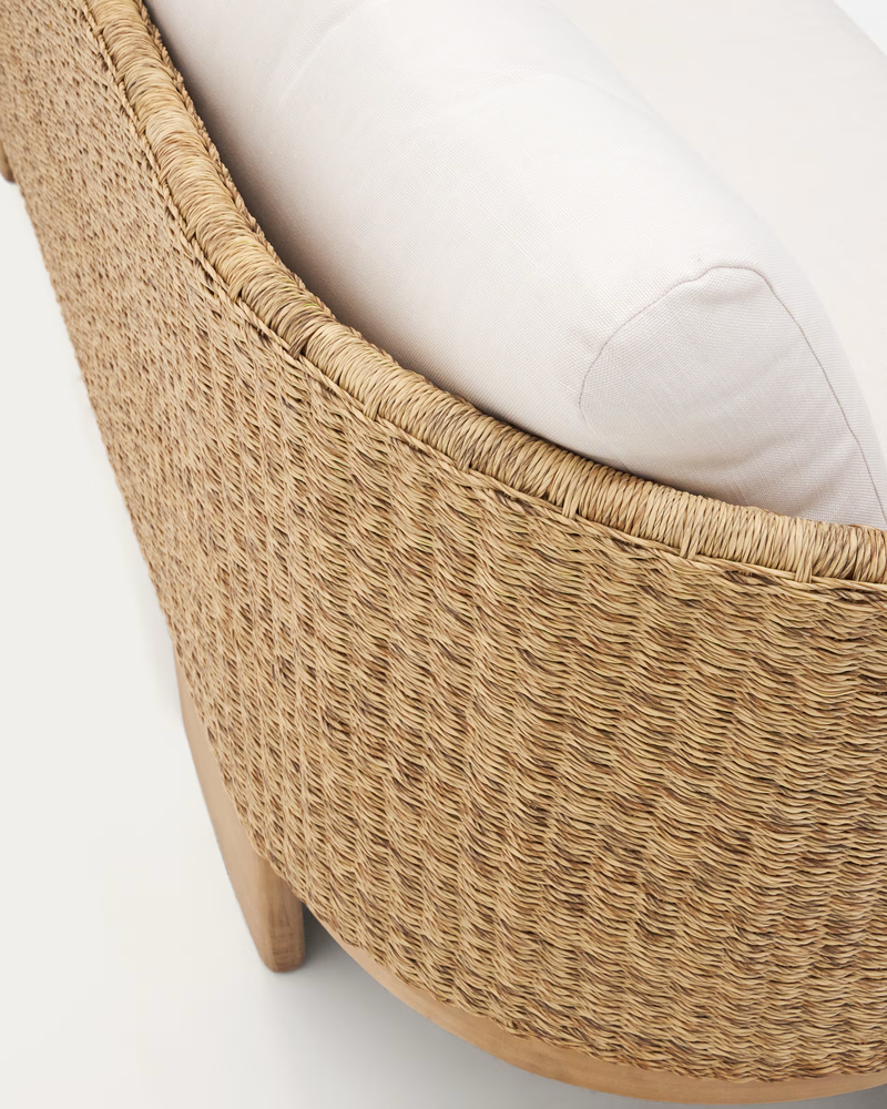 XORIGUER 3-seater sofa in synthetic rattan and 100% FSC solid eucalyptus wood