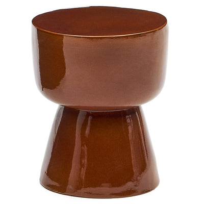 MESQUIDA Vanjski pomoćni stol od keramike s glaziranom terracotta završnom obradom Ø 35 cm