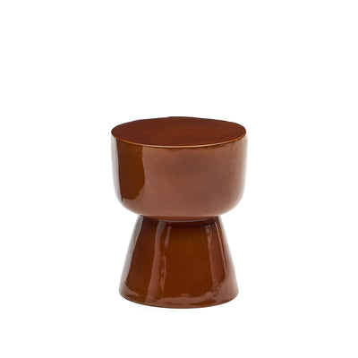 MESQUIDA Outdoor side table made of ceramic with glazed terracotta finish Ø 35 cm