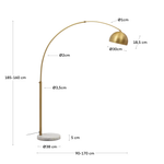 MADALI Metalna podna svjetiljka sa završnim slojem od mesinga i bijelog mramora