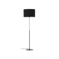 CANAR Metal and rattan floor lamp made with a black cotton lamp shade