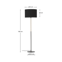 CANAR Metal and rattan floor lamp made with a black cotton lamp shade