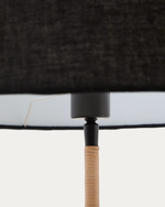 CANAR Podna lampa od metala i ratana izrađena od crnog pamučnog sjenila