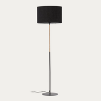 CANAR Metal and rattan floor lamp made with a black cotton lamp shade