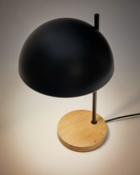 CATLAR Ash wood and metal table lamp in a black painted finish  99