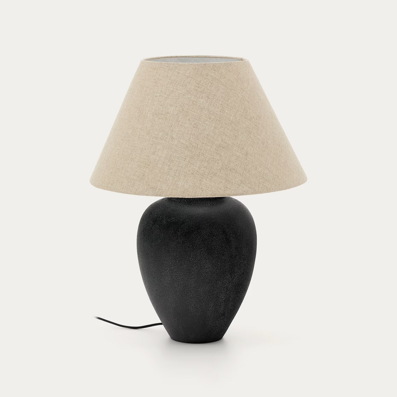 MERCADAL Keramička stolna lampa u crnoj boji
