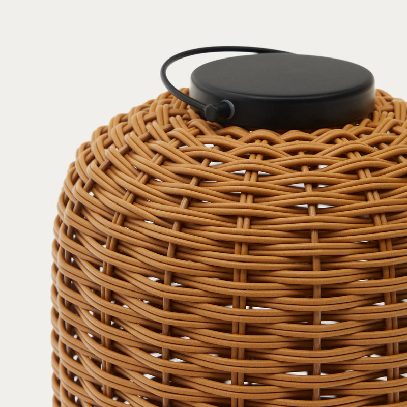 SARANELLA Large portable table lamp made of artificial rattan in brown