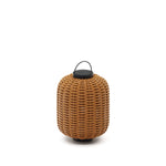 SARANELLA Large portable table lamp made of artificial rattan in brown