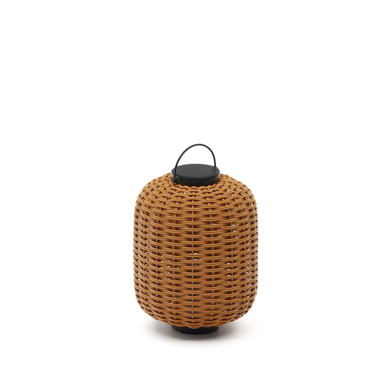 SARANELLA Large portable table lamp made of artificial rattan in brown
