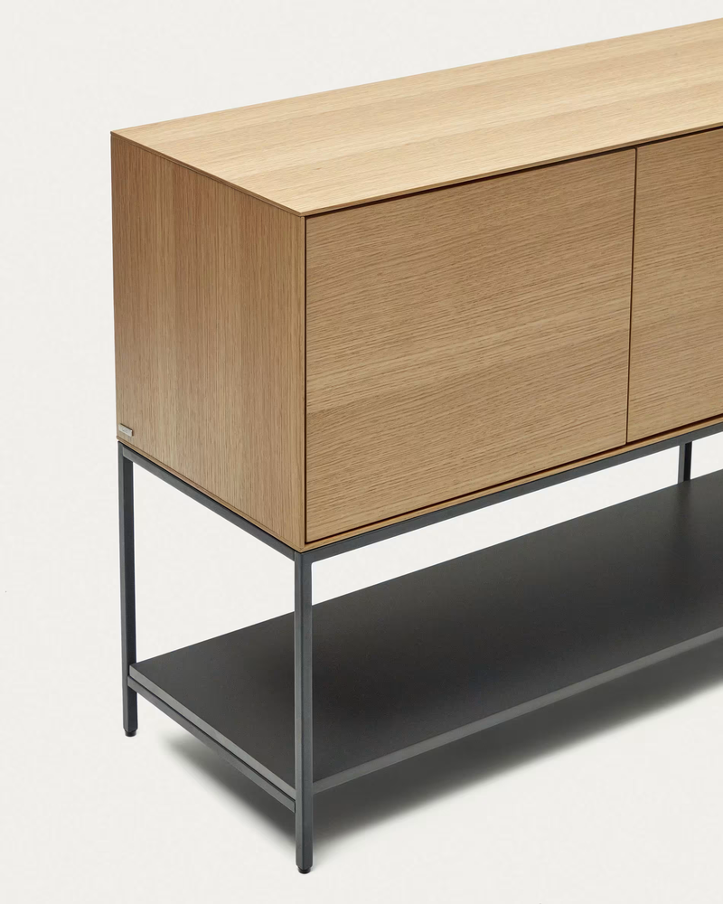 VEDRANA 3 door sideboard in oak veneer with steel legs, 195 x 80 cm