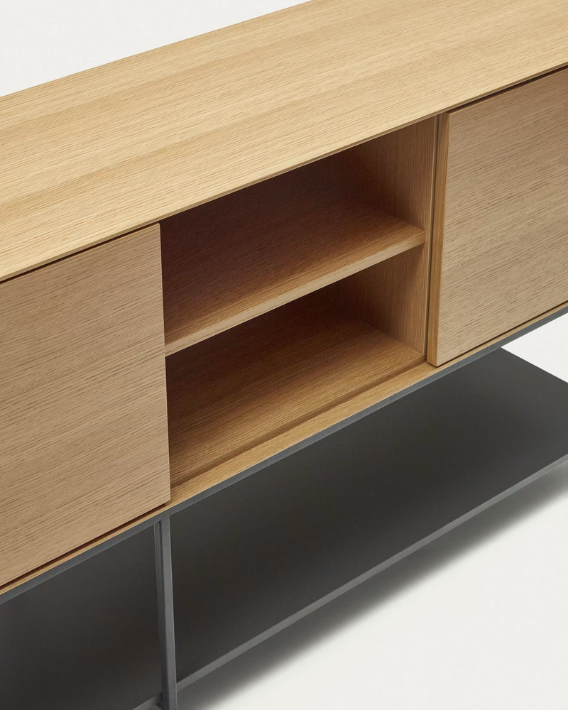 VEDRANA 3 door sideboard in oak veneer with steel legs, 195 x 80 cm