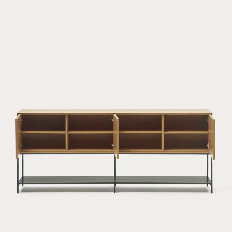 VEDRANA 3 door sideboard in oak veneer with steel legs, 195 x 80 cm