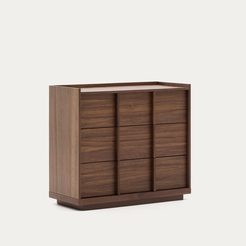 ONIX Komoda s 3 ladice, furnir oraha, tamna obrada, 100x78cm