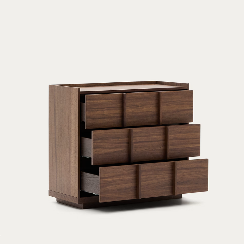 ONIX Komoda s 3 ladice, furnir oraha, tamna obrada, 100x78cm