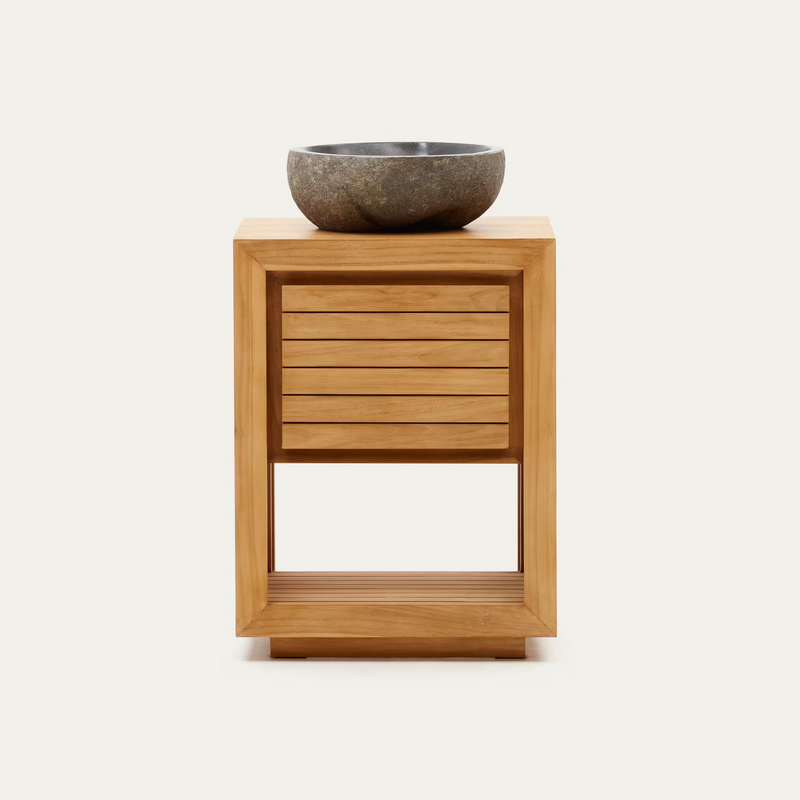 SAULA Bathroom furniture in solid teak wood with natural finish, 60 x 45 cm
