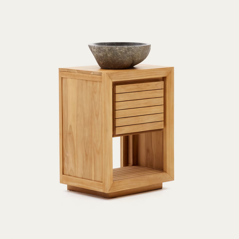 SAULA Bathroom furniture in solid teak wood with natural finish, 60 x 45 cm