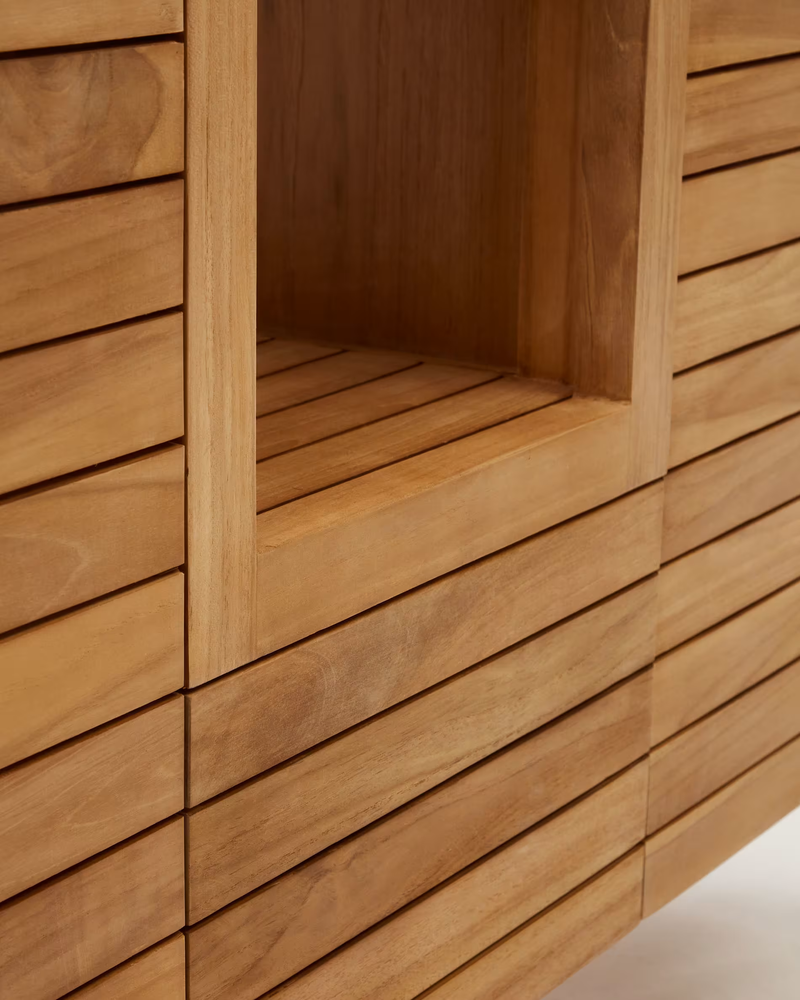 NERIA Bathroom furniture in solid teak wood with natural finish, 120 x 45 cm