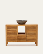 NERIA Bathroom furniture in solid teak wood with natural finish, 120 x 45 cm