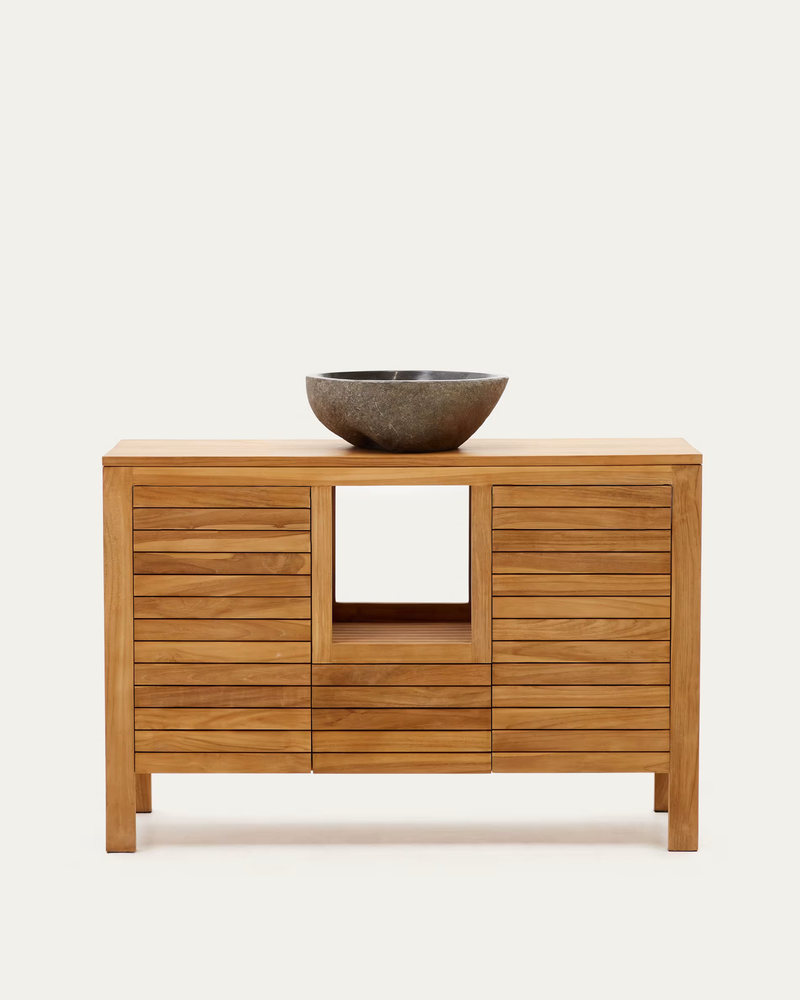 NERIA Bathroom furniture in solid teak wood with natural finish, 120 x 45 cm