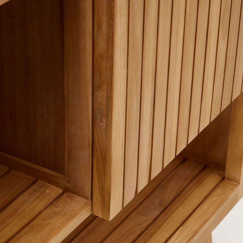 KUVENI Bathroom furniture in solid teak wood with a natural finish, 140 x 50 cm