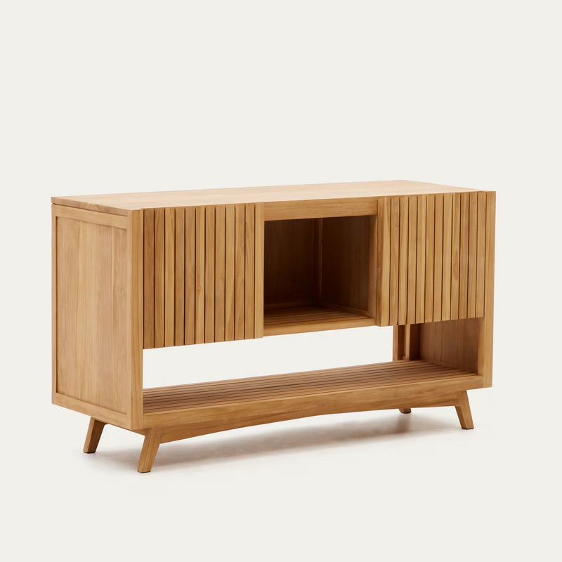 KUVENI Bathroom furniture in solid teak wood with a natural finish, 140 x 50 cm