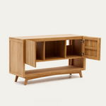 KUVENI Bathroom furniture in solid teak wood with a natural finish, 140 x 50 cm