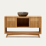 KUVENI Bathroom furniture in solid teak wood with a natural finish, 140 x 50 cm