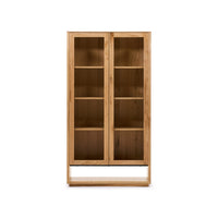 ALGUEMA Display cabinet in oak wood veneer with natural finish, 100 x 185 cm