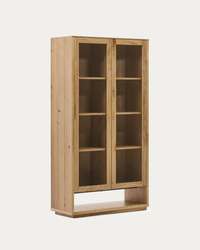 ALGUEMA Display cabinet in oak wood veneer with natural finish, 100 x 185 cm