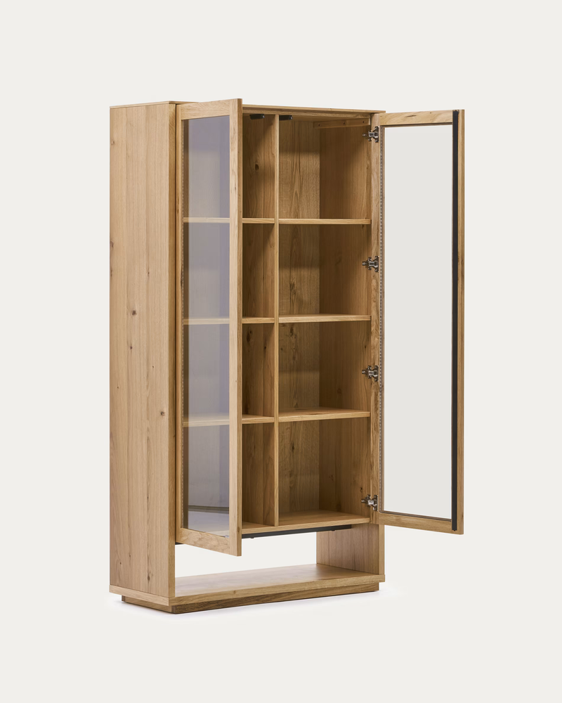 ALGUEMA Vitrina od hrastovog furnira s prirodnom završnom obradom, 100 x 185 cm