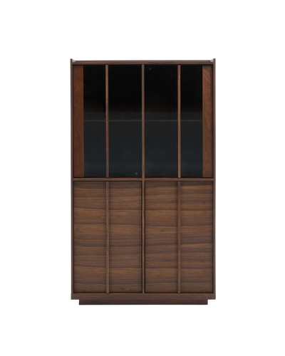 ONIX Display cabinet solid walnut and walnut veneer dark finish 101 x 170 cm