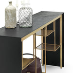 TOKYO Konzola s metalnom strukturom i donjim policama u metalu lakiranom mat zlatu