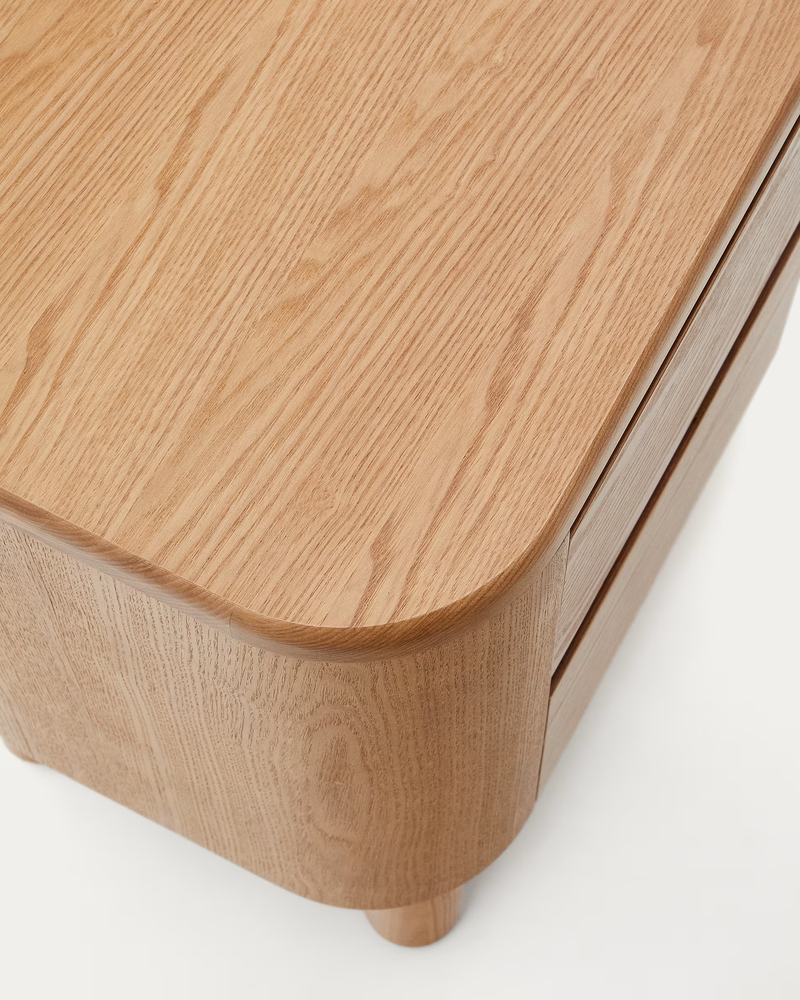 SALAYA Bedside table in ash plywood FSC Mix Credit, 55 cm x 50 cm