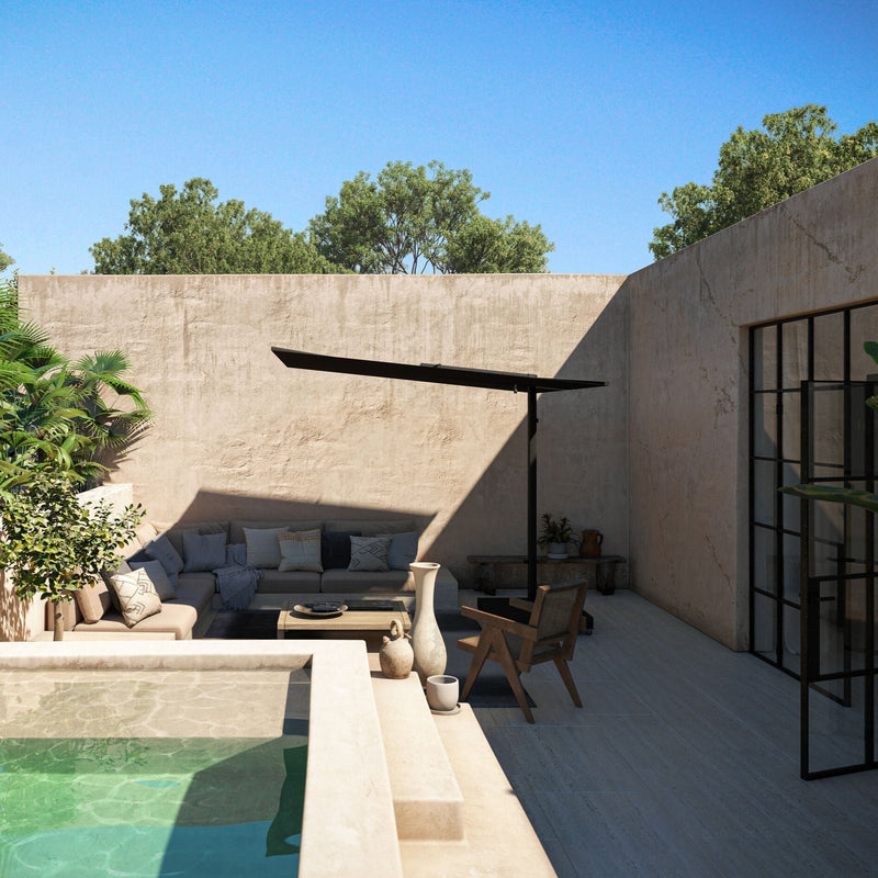 Nano UX cantilever umbrella - Full black, Square 2,5 m x 2,5 m