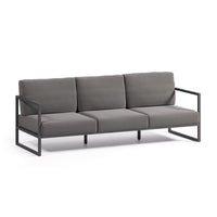 COMOVA 3-seater sofa in dark grey and black aluminium