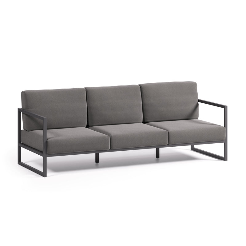 COMOVA 3-seater sofa in dark grey and black aluminium