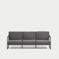 COMOVA 3-seater sofa in dark grey and black aluminium