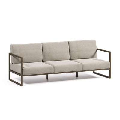 COMOVA 3-seater sofa in light grey and green aluminium