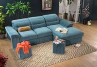 LIKA Sofa-bed with pull-out pouffes and container