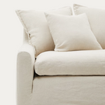 ZENIRA Sofa with removable cover and beige cotton and linen cushions, 230 cm