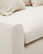 ZENIRA Sofa with removable cover and beige cotton and linen cushions, 230 cm