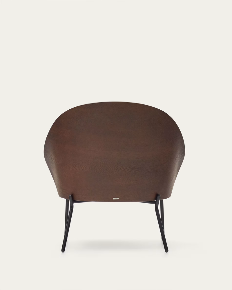 EAMY Light brown armchair in an ash wood veneer with a black finish and black metal