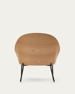 EAMY Light grey armchair in an ash wood veneer with a natural finish and black metal