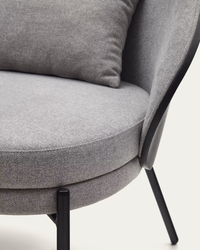 EAMY Light grey armchair in an ash wood veneer with a black finish and black metal