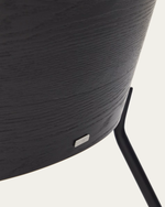 EAMY Light grey armchair in an ash wood veneer with a black finish and black metal