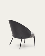 EAMY Light grey armchair in an ash wood veneer with a black finish and black metal