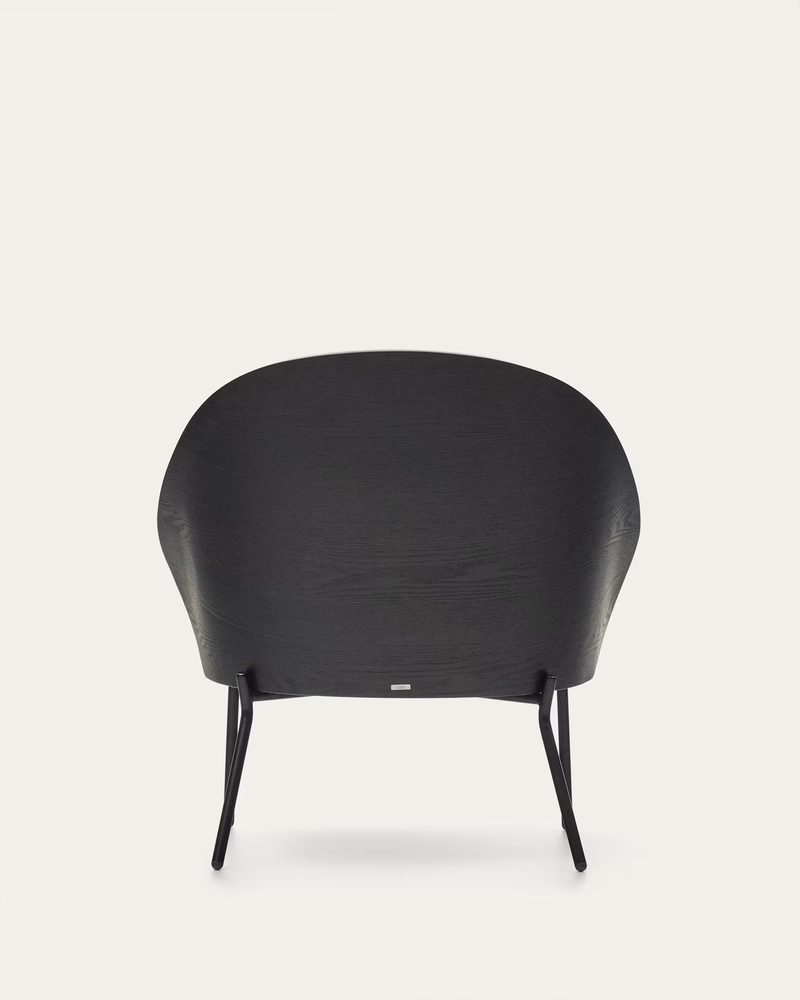 EAMY Light grey armchair in an ash wood veneer with a black finish and black metal